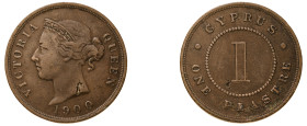 Cyprus, British Administration, Victoria, 1837-1901. Piastre, 1900, Royal mint, 11.46g (KM3.2; Fitikides 49).

About very fine with metal flaw on both...