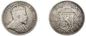 Cyprus, British Administration, Edward VII, 1901-1910. 9 Piastres, 1907, Royal mint, 5.59g (KM9; Fitikides 49).

Good fine or better.