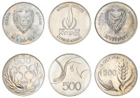 Cyprus. Republic, 1960-. Lot of 3 coins comprising of 500 Mils, 1978, Human Rights, 14.17g (KM48; Fitikides 157), 500 Mils, 1980, Olympic Games Moscow...