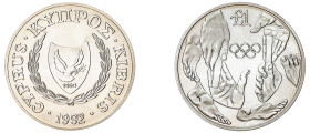 Cyprus. Republic, 1960-. Pound, 1992, Olympic Games Barcelona, 28.36g (KM67; Fitikides 235B).

Ucirculated.

In original blue box.