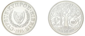 Cyprus. Republic, 1960-. AR Proof Pound, 1995, 50th Anniversary of United Nations (KM69a; Fitikides 240P)

Uncirculated Proof. 

In original case with...