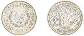 Cyprus. Republic, 1960-. Pound, 1995, 50th Anniversary of United Nations, 28.70g (KM69; Fitikides 240)

Uncirculated.