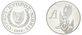 Cyprus. Republic, 1960-. AR Proof Pound, 1999, Cyprus Wildlife Series - Cyprus Orchid (KM90a; Fitikides 243P).

Uncirculated Proof. 

In original case...