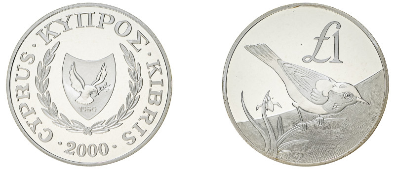 Cyprus. Republic, 1960-. AR Proof Pound, 2000, Cyprus Wildlife Series - Cyprus B...