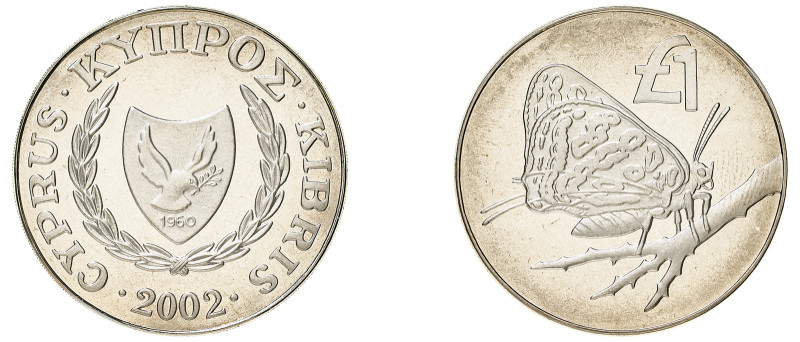Cyprus. Republic, 1960-. Pound, 2002, Cyprus Wildlife Series - Cyprus Butterfly,...