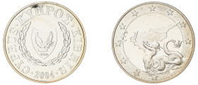 Cyprus. Republic, 1960-. Pound, 2004, Cyprus’s Accession to the European Union, 28.34g (KM75; Fitikides 250).

Uncirculated.