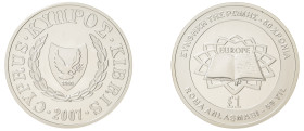 Cyprus. Republic, 1960-. Pound, 2007, 50th Anniversary Treaty of Rome, 28.09g (KM86; Fitikides 254).

Uncirculated.