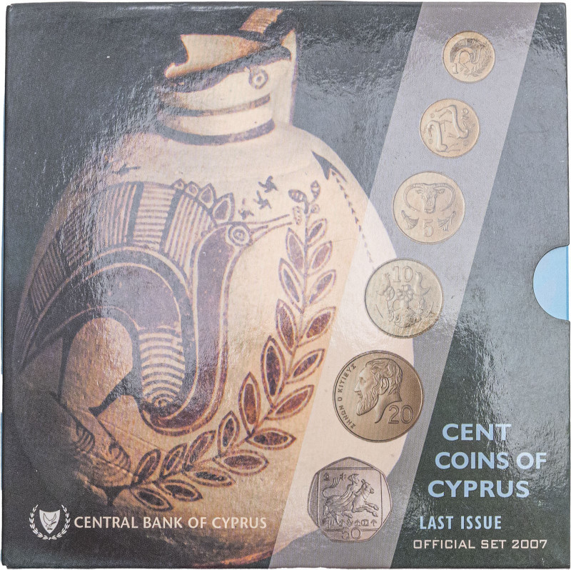 Cyprus. Republic, 1960-. Official Set of six coins, 2007, (Cent to 50 Cents), (K...