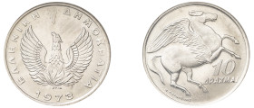 Greece, Republic, 1973-1974. 10 Drachmai, 1973 B, Athens mint (KM110).

Graded MS68 NGC.
