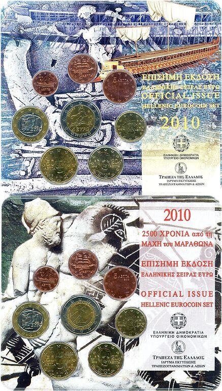 Greece, Third Republic, 1974-. Lot of 2 blisters comprising Official Euro Bliste...