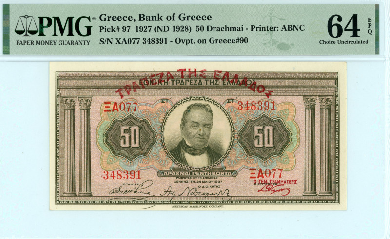 Greece
Bank of Greece (ΤΡΑΠΕΖΑ ΤΗΣ ΕΛΛΑΔΟΣ)
50 Drachmai, 24 May 1927 (ND 1928)
R...