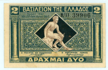 Greece
Kingdom of Greece (ΒΑΣΙΛΕΙΟΝ ΤΗΣ ΕΛΛΑΔΟΣ)
Ministry of Finance
2 Drachmai, 27th October 1917
S/N B/11 39906
Pick 306; Pitidis 267b

About uncirc...