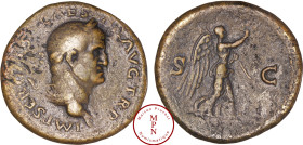 Galba (68-69), Sesterce, 68, Rome, Av. IMP SER GALBA CAESAR AVG TR P, Tête laurée à droite, Rv. Victoire à droite, tenant une palme et une couronne, S...