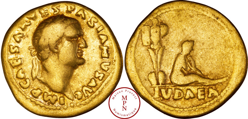 Vespasien (69-79), Aureus, "Judaea Capta", 70, Rome, Av. IMP CAESAR VESPASIANVS ...
