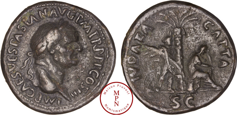 Vespasien (69-79), Sesterce, "Judaea Capta", 71, Rome, Av. IMP CAES VESPASIAN AV...