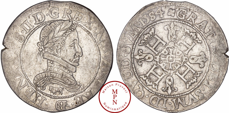 France, Navarre-Béarn, Henri II (1572-1589), Franc, 1584, Pau, Av. HENRICVS. II....