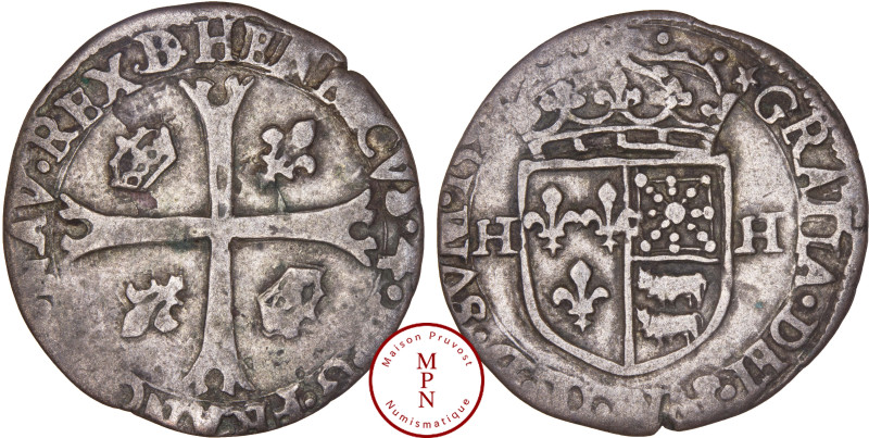 France, Henri IV (1589-1610), Douzain de Béarn, 2e type, 1590, Morlàas, Av. HENR...