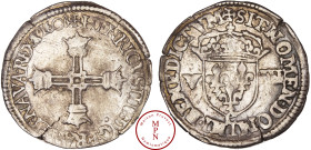 France, Henri IV (1589-1610), Huitième d'écu, 2e type avec croix aux bras couronnés de face, 1603, C, Saint-Lô, Av. + HENRICVS. IIII. D. G. FRAN. ET. ...