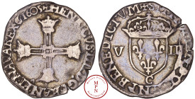 France, Henri IV (1589-1610), Huitième d'écu, 2e type avec croix aux bras couronnés de face, 1605, C, Saint-Lô, Av. + HENRICVS. IIII. D. G. FRAN. ET. ...