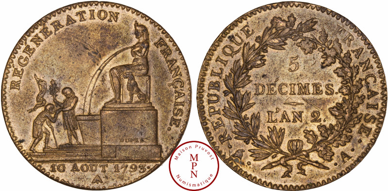 France, Convention (1792-1795), 5 Décimes, Isis ou la Régénération Française, An...