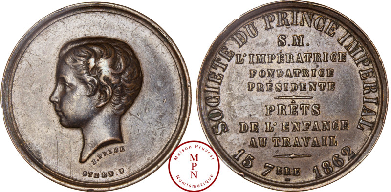 France, Napoléon III (1852-1870), Napoléon IV, Prince impérial, Médaille, par Pe...