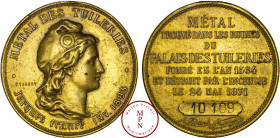 France, Troisième République (1870-1940), Médaille, Métal des Tuileries, 1883 Av. METAL DES TUILERIES * Jacques France INV. 1883, Buste de Marianne à ...