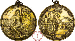 France, Troisième République (1870-1940), Médaille, Souvenir du tirage au sort pour le service militaire, 1902, Paris, Av. PRO PATRIA, La République a...