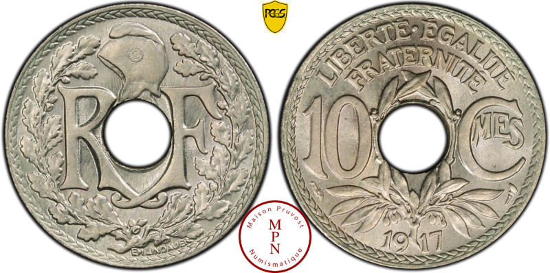 France, Troisième République (1870-1940), 10 Centimes, Lindauer, 1917, Paris, Av...