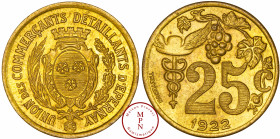 France, Troisième République (1870-1940), Monnaie de nécéssité, Ville d'Epernay, Union des commerçants détaillants d'Epernay, Essai, 25 centimes, Par ...