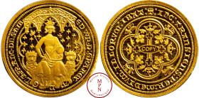 France, Cinquième République (1958-), Médaille, Reproduction en or du Double léopard d'or d'Edouard III d'Angleterre, Or, 585%, FDC, PROOF, 3.10 g, 20...