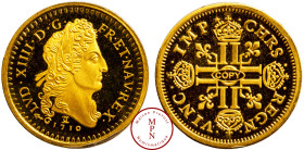 France, Cinquième République (1958-), Médaille, Reproduction en or d'un Louis d'or 1710 de Louis XIV, Or, 585%, FDC, PROOF, 1.92 g, 18 mm,