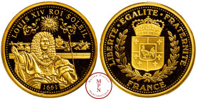 France, Cinquième République (1958-), Médaille, Louis XIV roi soleil, 1661, Or, 585%, FDC, PROOF, 1.99 g, 18 mm,