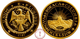 France, Cinquième République (1958-), Médaille, Reproduction en or du Brasher gold coin 1787, Or, 585%, FDC, PROOF, 3.14 g, 20 mm,