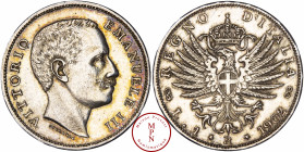Italie, Victor Emmanuel III (1900-1946), 1 Lire, 1902, R, Rome, Av. VITTORIO EMANUELE III, Tête nue à droite, Rv. REGNO D'ITALIA, Aigle couronné, les ...