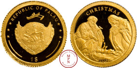 Palau (République 1992-), 1 Dollar, Christmas, 2010 15.000 ex., Or, 999%, FDC, PROOF, 0.5 g, 11 mm, KM 445,