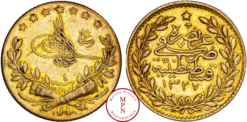 Empire Ottoman, Mohammad V (1909-1918-AH 1327-1336), 25 Kurush, 1915 (AH1327), Q...