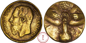 Belgique, Monnaie de 5 francs Leopold II, satirique en fonte de laiton à la représentation érotique, Laiton, SUP, 27.1 g, 36 mm, Représentation érotiq...