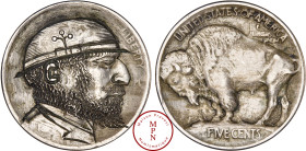 Etats-Unis (USA), 5 Cents, "Hobo Nickel", Av. Hobo avec un chapeau, une barbe et un costume, Nickel, SUP, 4.9 g, 21 mm, Type recherché outre-atlantiqu...