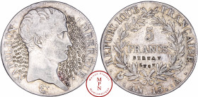 France, Ier Empire (1804-1815), 5 Francs, AN 13, A, Satirique publicitaire, Bernay Lyon, Argent, TTB, 24.9 g, 37 mm, Intéressante monnaie contremarqué...