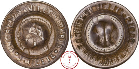 France, Second Empire (1852-1870), Module de cinq centimes transformé en jeton publicitaire sur lequel on peut lire "ENCRE [...] PARIS, Cuivre, TTB, 4...