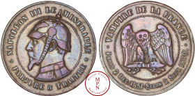 France, Second Empire (1852-1870), Jeton, Av. NAPOLEON III LE MISERABLE * PARJURE & TRAITRE *, Buste casqué à la prussienne à gauche, Rv. VAMPIRE DE L...