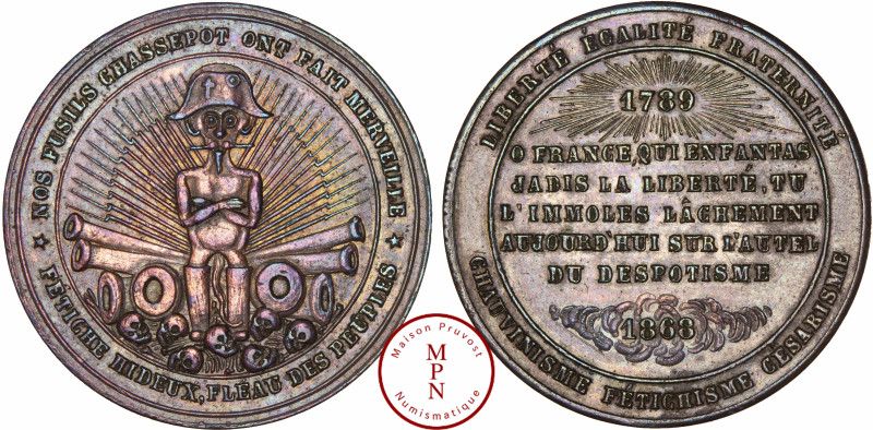 France, Second Empire (1852-1870), Guerre de 1870, Médaille, (1870), Av. NOS FUS...