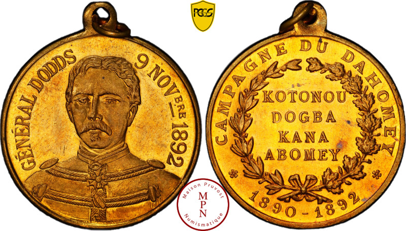 Dahomey, Médaille, Général Dodds, Campagne du Dahomey, 1892 Av. GENERAL DODDS / ...