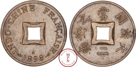 Indochine, Sapèque, 1898, A, Paris, Av. INDO-CHINE FRANCAISE, 2?17.464 ex., Cuivre, SUP, 2.02 g, 20 mm, Lecompte 14, Collection Gauthiez Pierre.