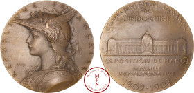 Indochine, Médaille, par Roty, Gouvernement Général de l'Indo-Chine, Exposition de Hanoï, 1903, Paris, Av. REPVBLIQUE FRANCAISE, Buste cuirassé et cas...