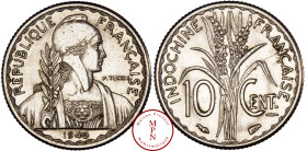 Indochine, 10 Cent, Magnétique, 1940, Paris, Av. REPUBLIQUE FRANCAISE, Buste de la République de face, tête à droite, tenant une branche d'olivier, Rv...