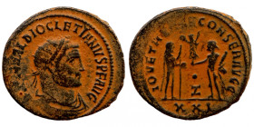Diocletian, 284-305. Antoninianus (bronze, Antioch. IMP C C VAL DIOCLETIANVS P F AVG
23mm 4,13g
Artificial sand patina