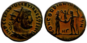 Diocletian, 284-305. Antoninianus (bronze, Antioch. IMP C C VAL DIOCLETIANVS P F AVG
19mm 2,65g
Artificial sand patina