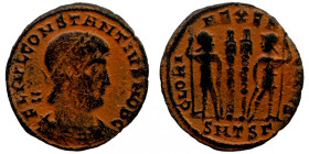 Constantinus II. (351-354 AD). Follis Roman coin Bronze 
18mm 1,14g
Artificial sand patina