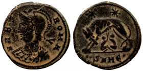 Constantinus I. (306-337 AD). Æ Follis.Romulus and Remus.
19mm 2,63g
Artificial sand patina